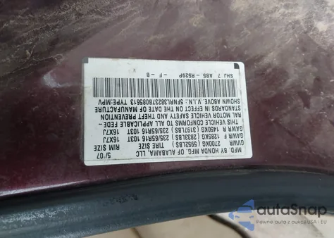 2007 Honda Odyssey Lx из США, поврежденный, VIN 5FNRL38237B085613